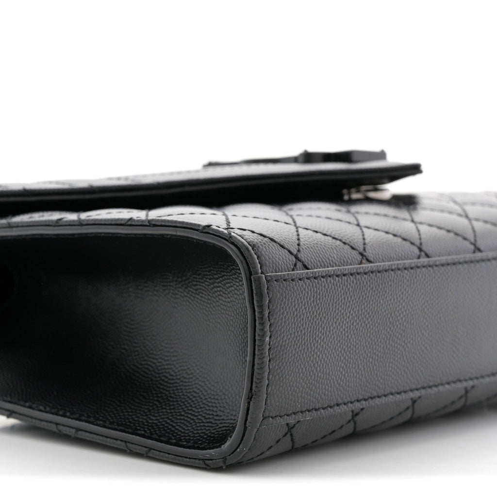 Grain De Poudre Textured Mixed Matelasse Triquilt Medium Monogram Monochrome Satchel Black