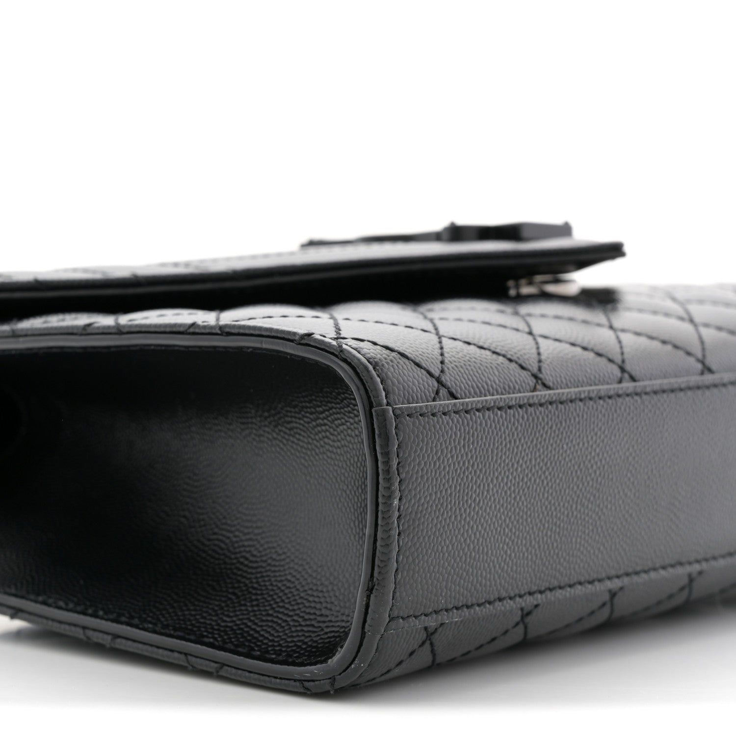 Grain De Poudre Textured Mixed Matelasse Triquilt Medium Monogram Monochrome Satchel Black