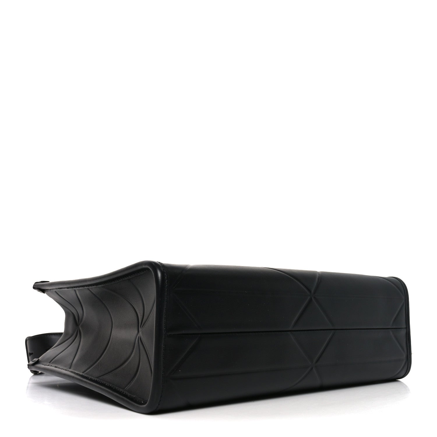 Soft Calfskin Triangolo Symbole Embossed Small Tote Black