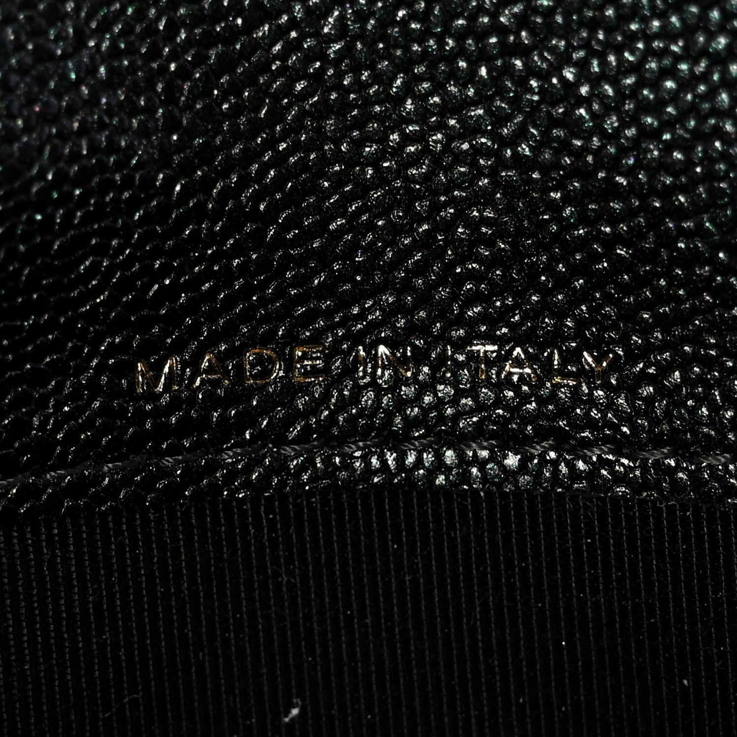 Iridescent Caviar Quilted Medium Flap Wallet Black