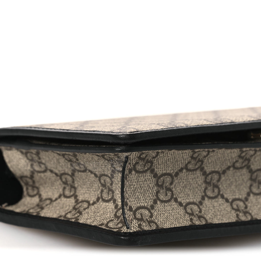 GG Emblem Monogram Wallet With Strap Beige Ebony Black