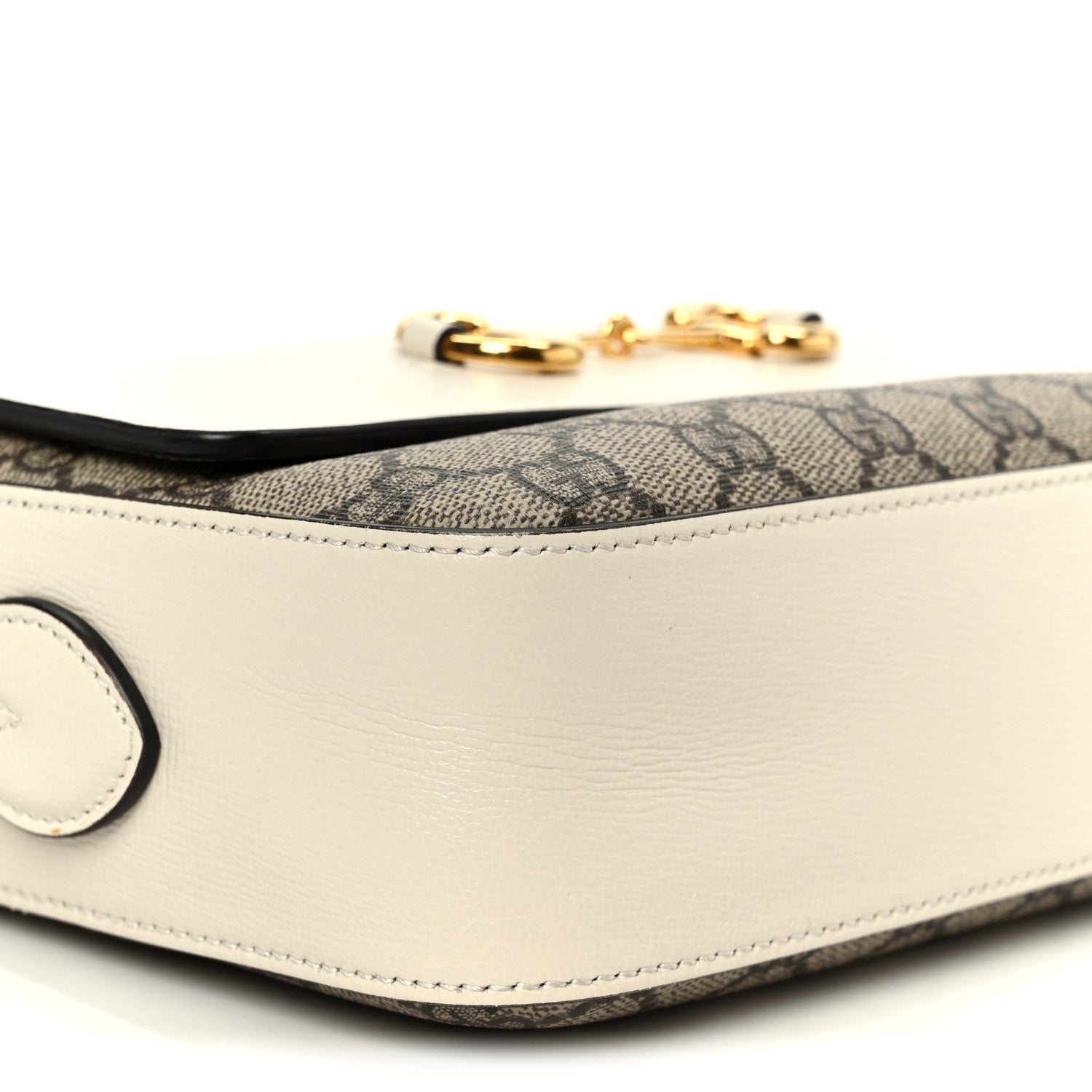 GG Supreme Monogram Small Horsebit 1955 Shoulder Bag Beige Mystic White