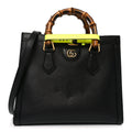 Calfskin Small Diana Tote Bag Black Yellow Fluo