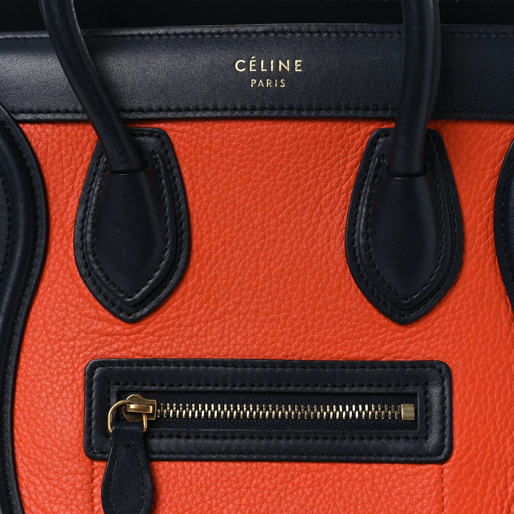 Elephant Calfskin Nano Tri-Color Luggage Bright Orange