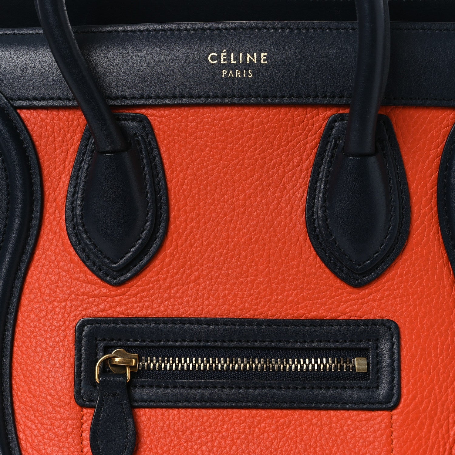 Elephant Calfskin Nano Tri-Color Luggage Bright Orange