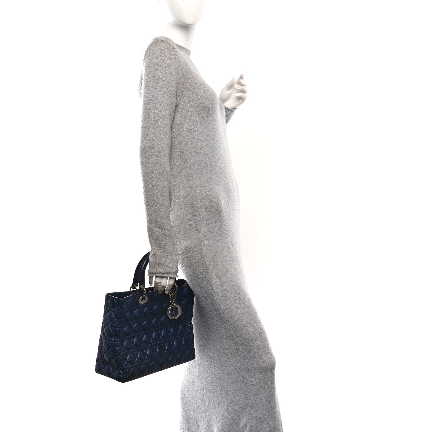 Lambskin Cannage Large Lady Dior Royal Blue