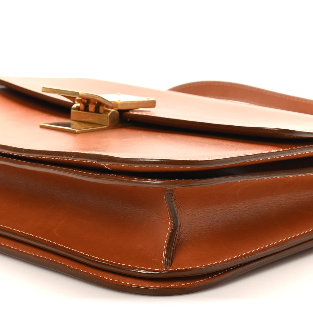 Natural Calfskin Medium Classic Box Flap Bag Tan