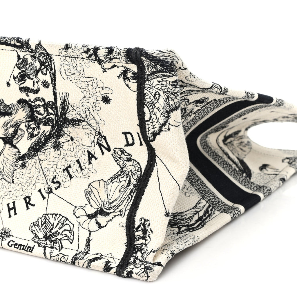 Canvas Zodiac Toile De Jouy Embroidered Large Book Tote Latte