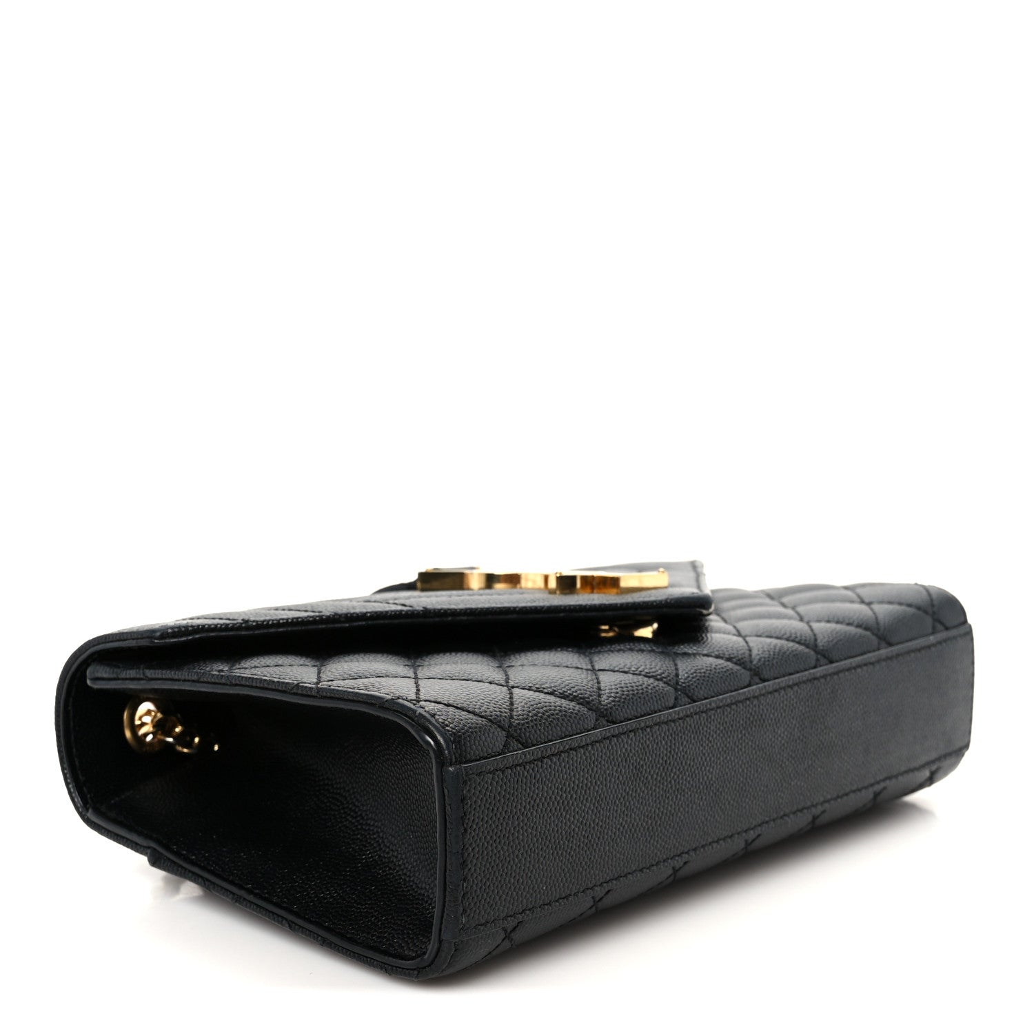 Grain De Poudre Textured Mixed Matelasse Triquilt Small Monogram Satchel Black