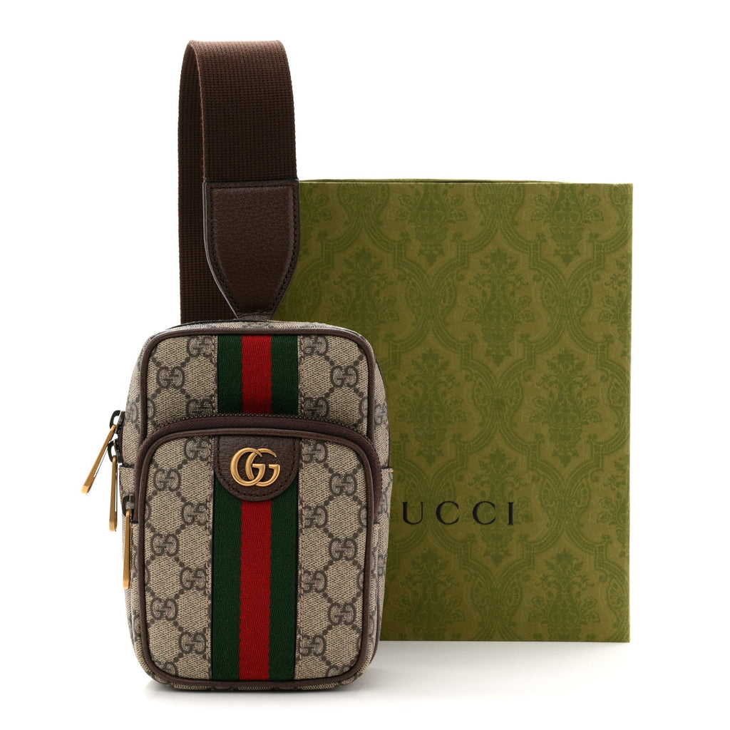GG Supreme Monogram Web Mini Ophidia Messenger Brown