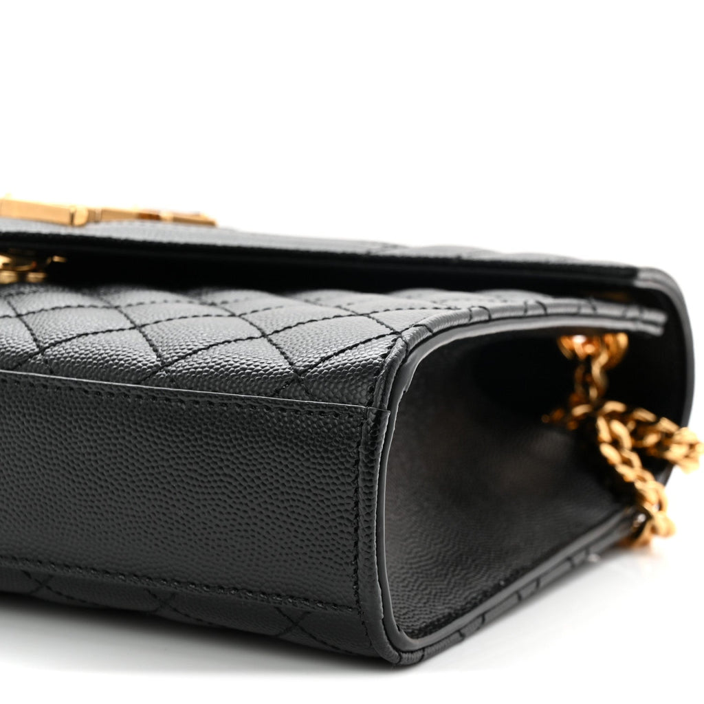 Grain De Poudre Textured Mixed Matelasse Triquilt Medium Monogram Satchel Black