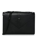 Calfskin Crocodile Embossed Monogram Large Satchel Black