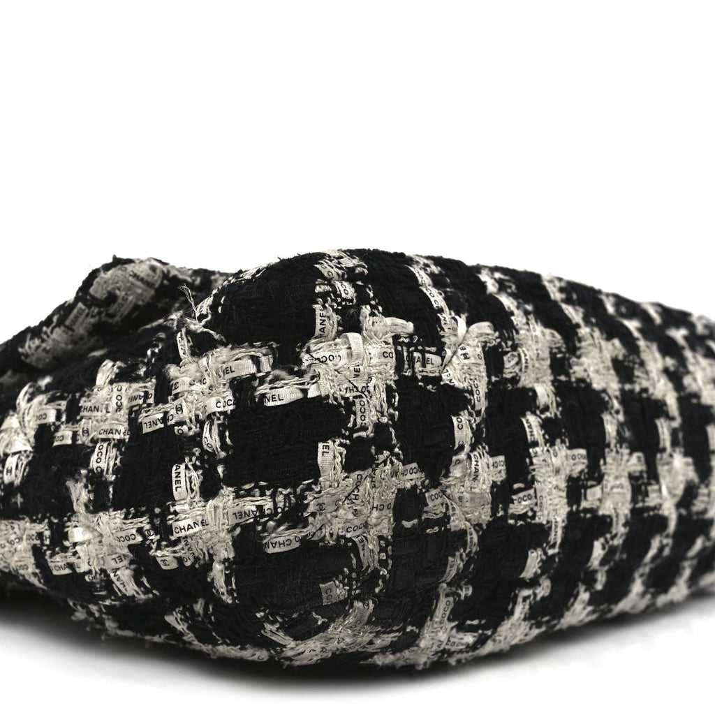 Tweed Quilted Large Chanel 19 Flap Black Ecru White