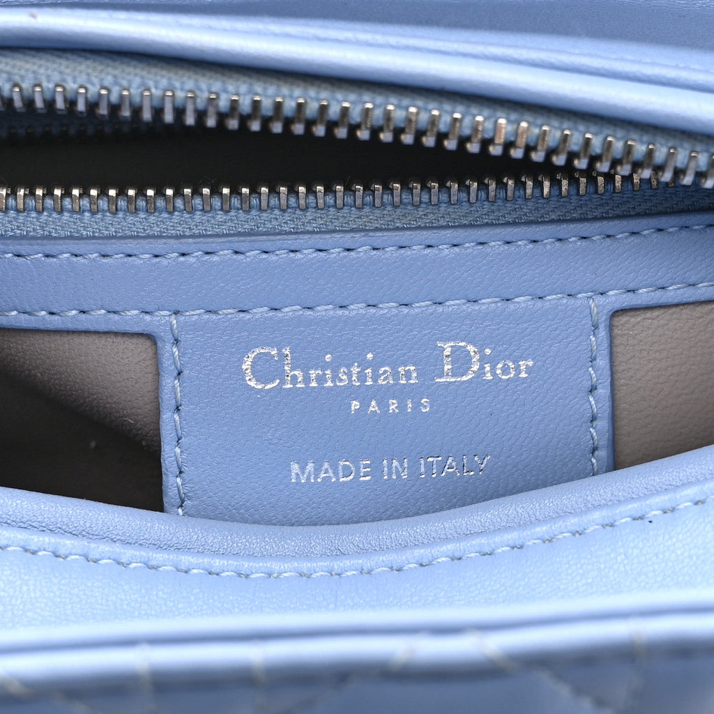 Lambskin Cannage Medium Bi-Color Lady Dior Blue Gray
