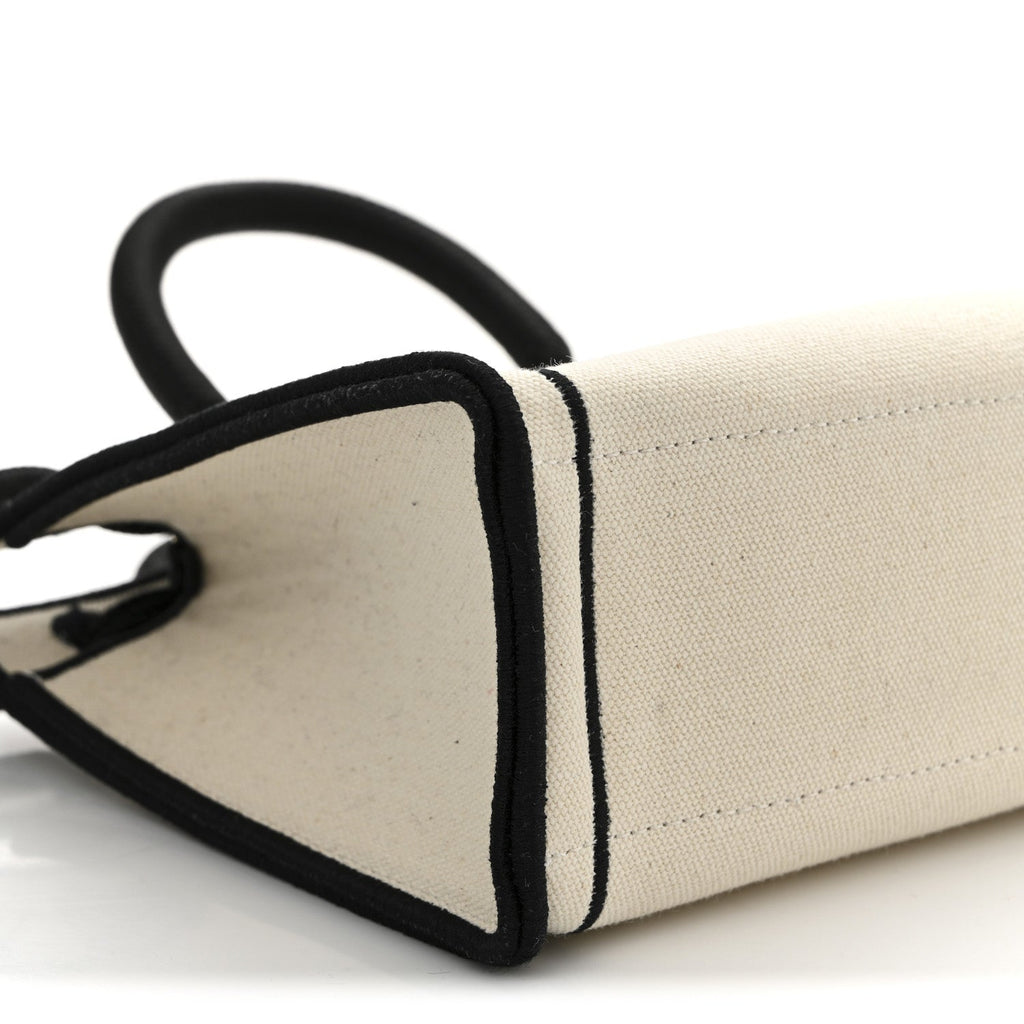 Fabric Jacquard Mini Roma Shopper Tote Natural Black