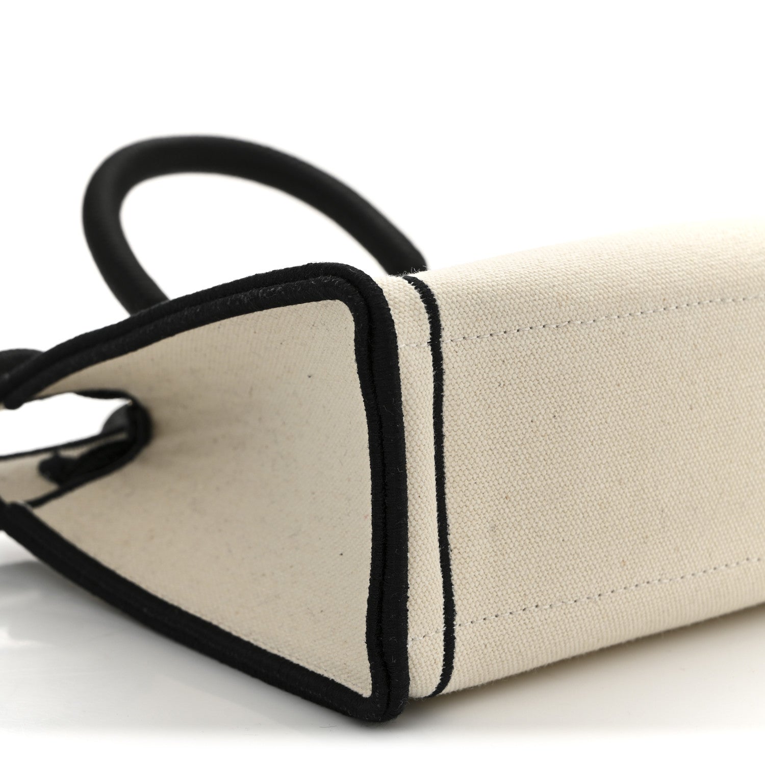 Fabric Jacquard Mini Roma Shopper Tote Natural Black