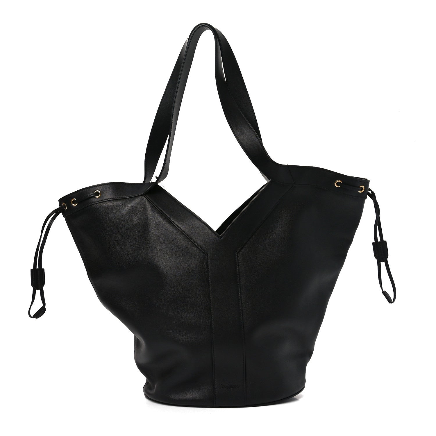 Santorini Lux Calfskin Y Drawstring Tote Black