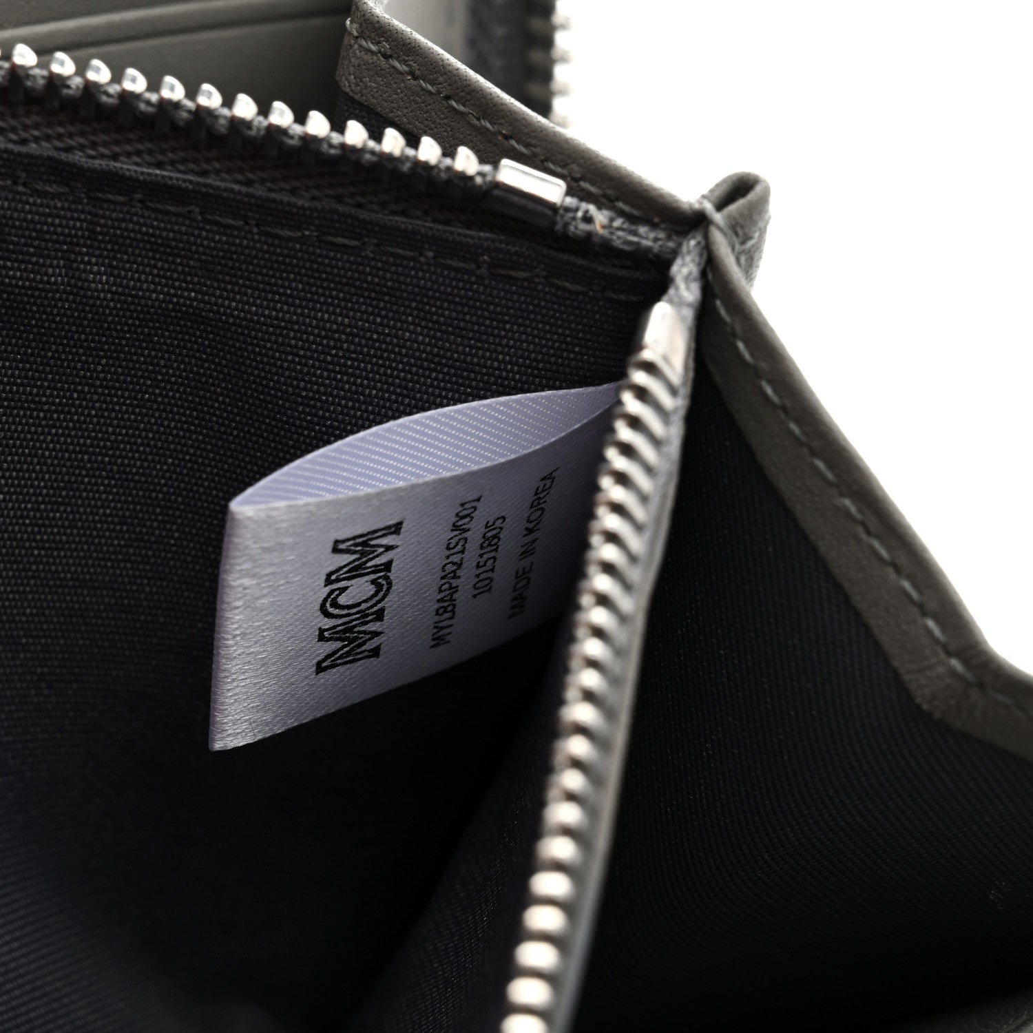 Metallic Monogram Patent Large Zip Around Wallet Silver