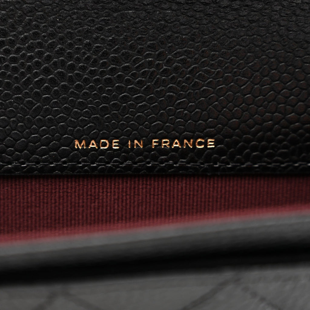 Caviar Quilted Flap  Holder Wallet Black