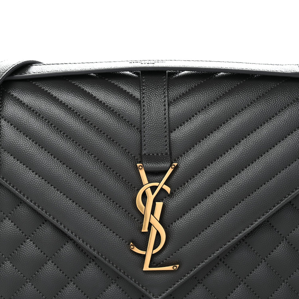 Grain De Poudre Textured Mixed Matelasse Large Triquilt Monogram Satchel Storm