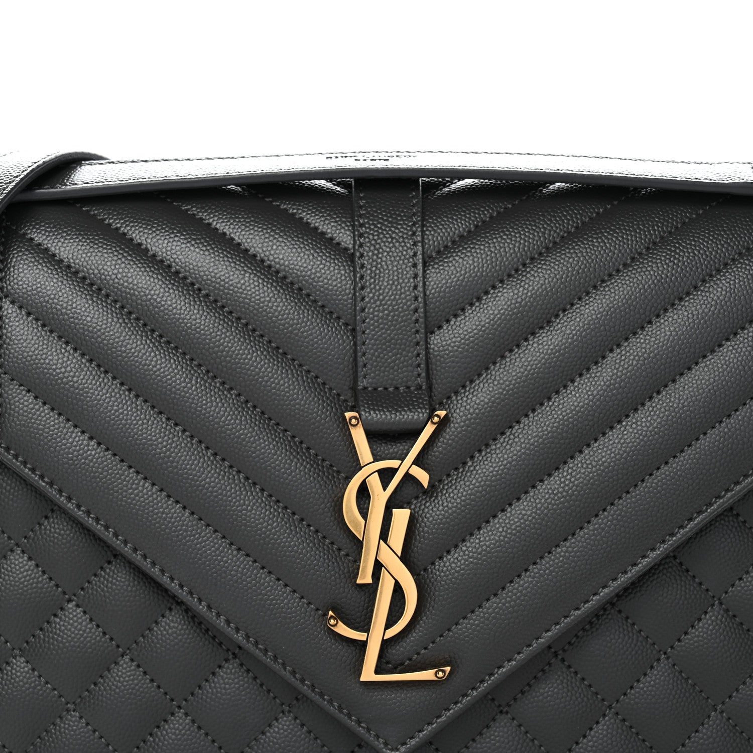 Grain De Poudre Textured Mixed Matelasse Large Triquilt Monogram Satchel Storm