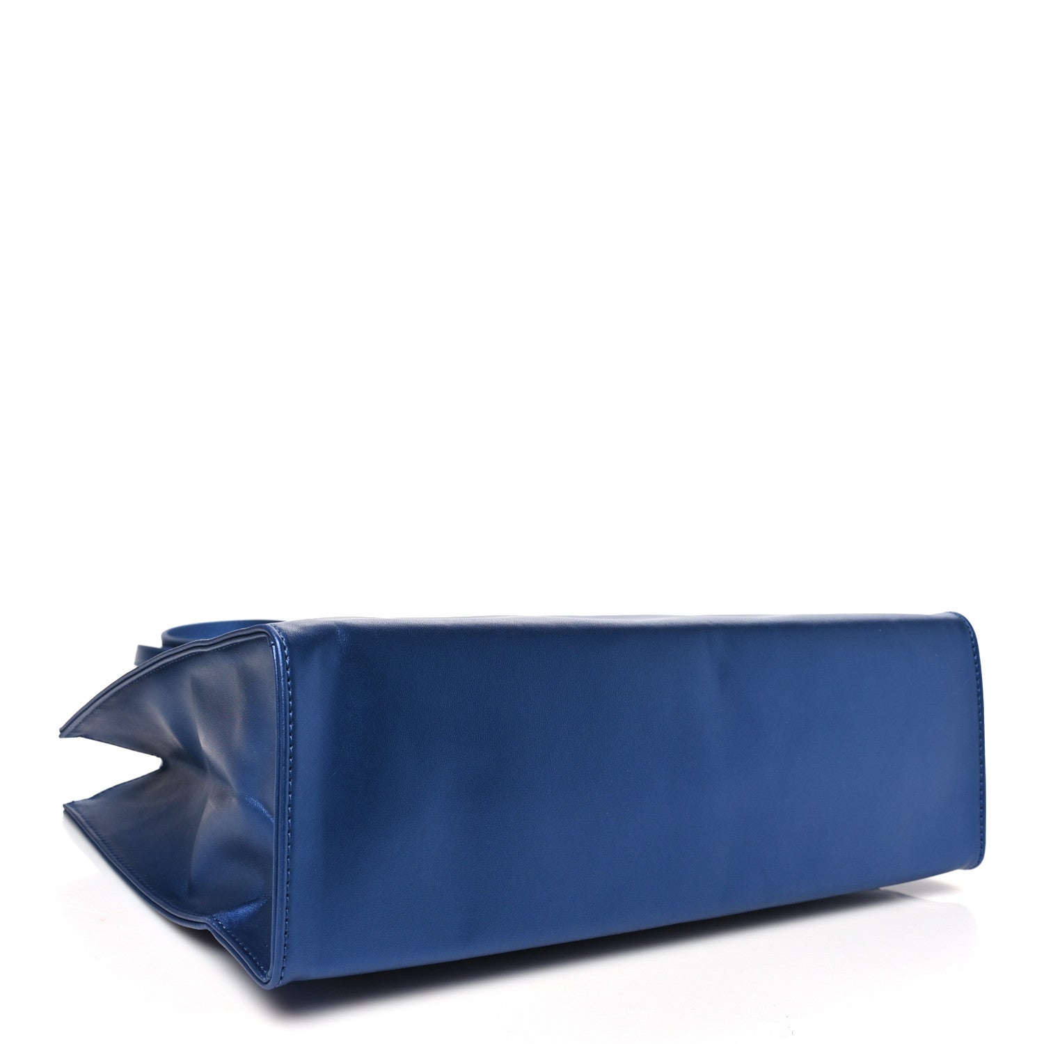 Metallic Vegan Leather Medium Shopping Bag Cobalt