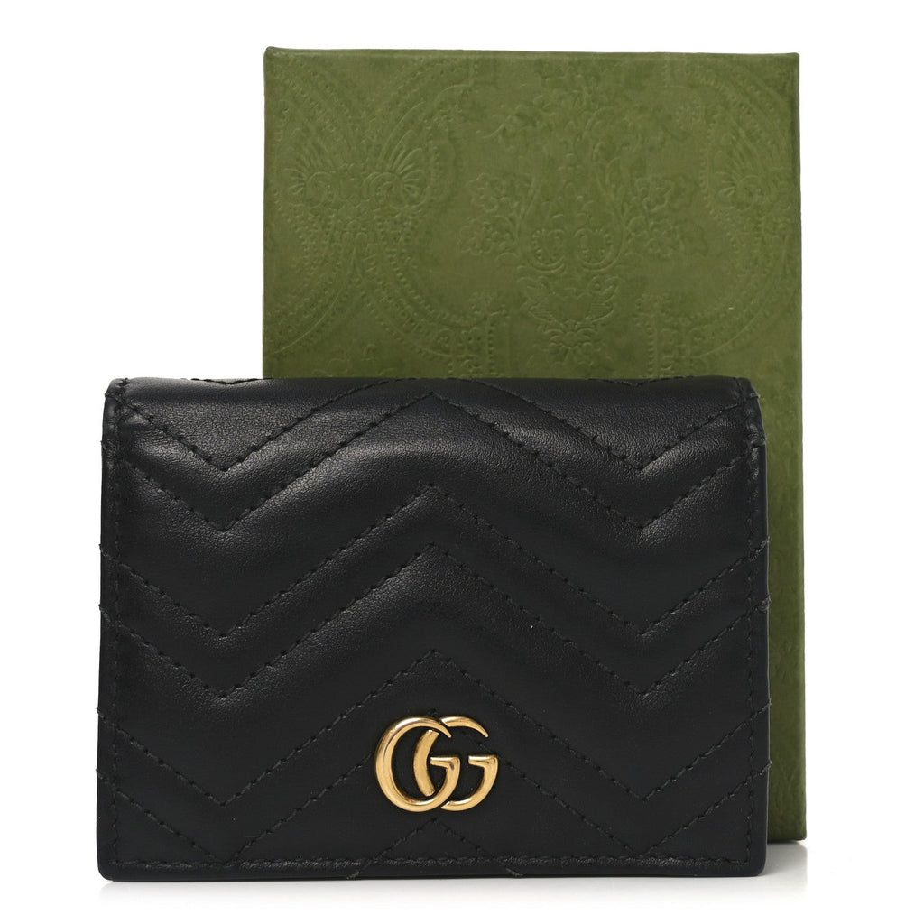 Calfskin Matelasse GG Marmont  Case Wallet Black