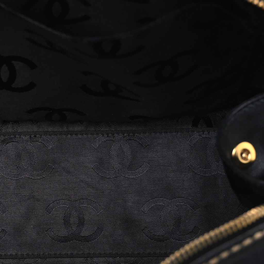 Calfskin Wild Stitch Top Handle Bag Black