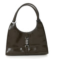 Patent Bardot Shoulder Bag Olive Green