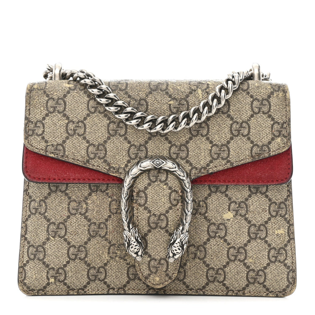 GG Supreme Monogram Mini Dionysus Shoulder Bag Hibiscus Red