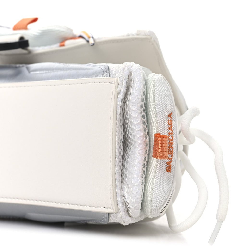 Faux Calfskin Fabric Glow In The Dark Small Sneakerhead Top Handle Bag White Orange