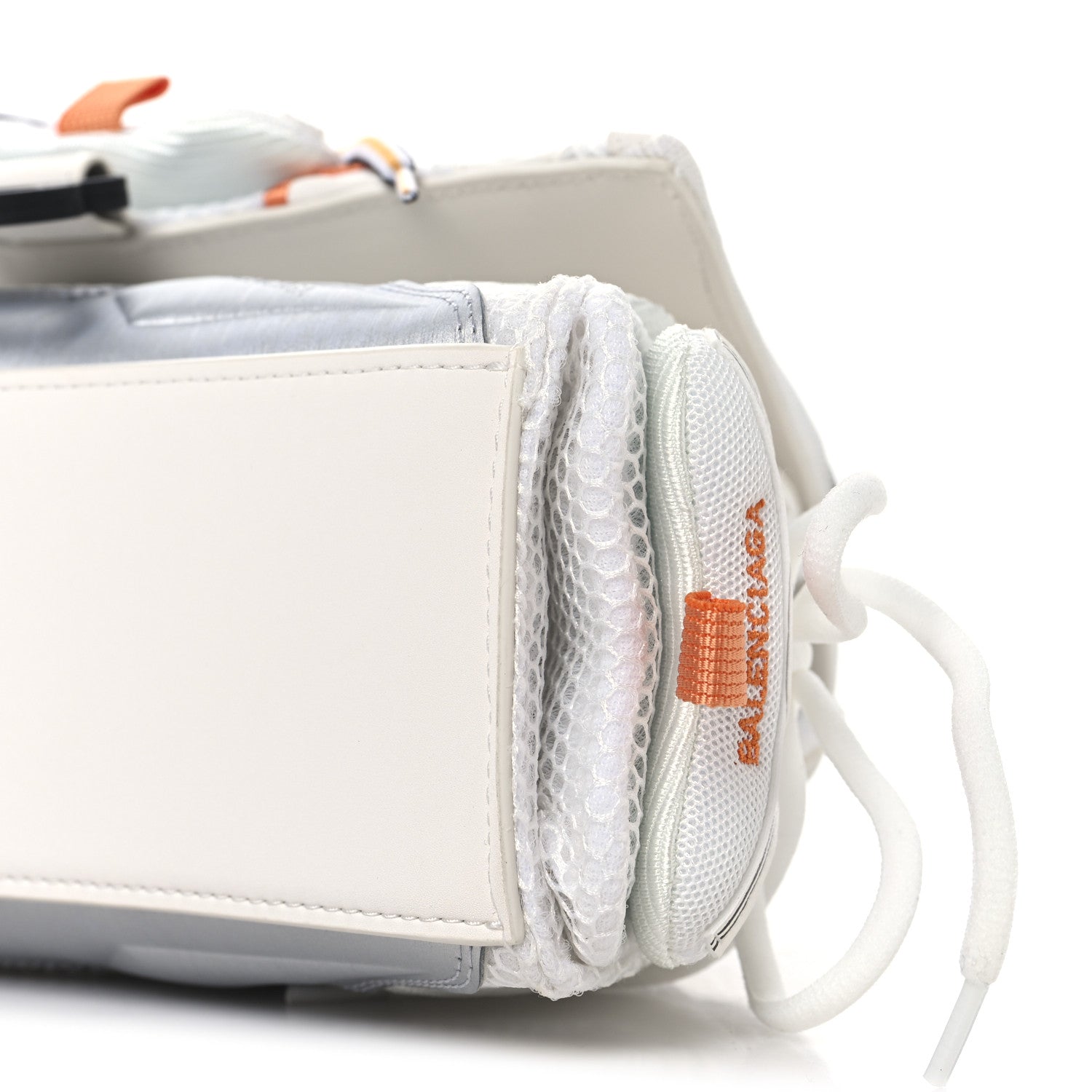 Faux Calfskin Fabric Glow In The Dark Small Sneakerhead Top Handle Bag White Orange