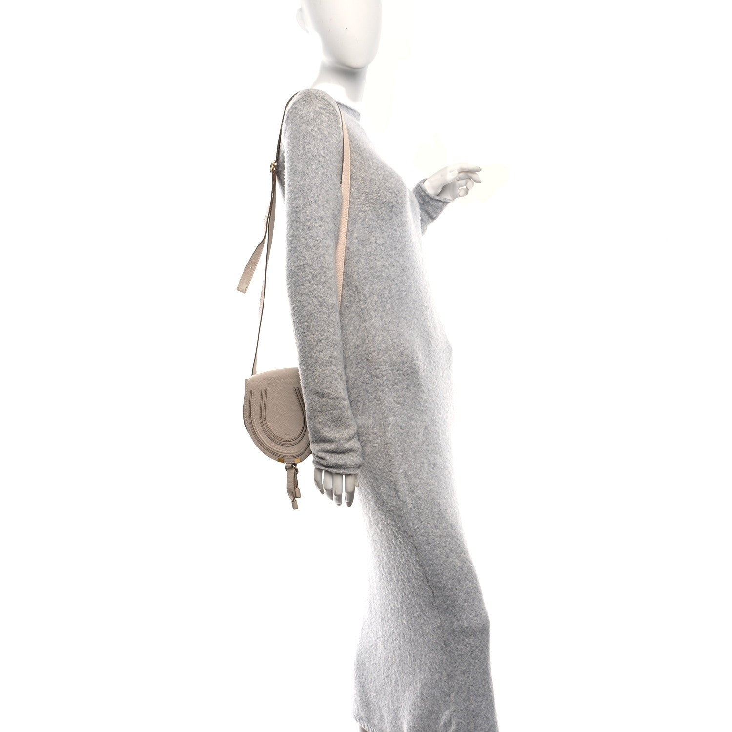 Grained Calfskin Mini Marcie Saddle Bag Blush Nude