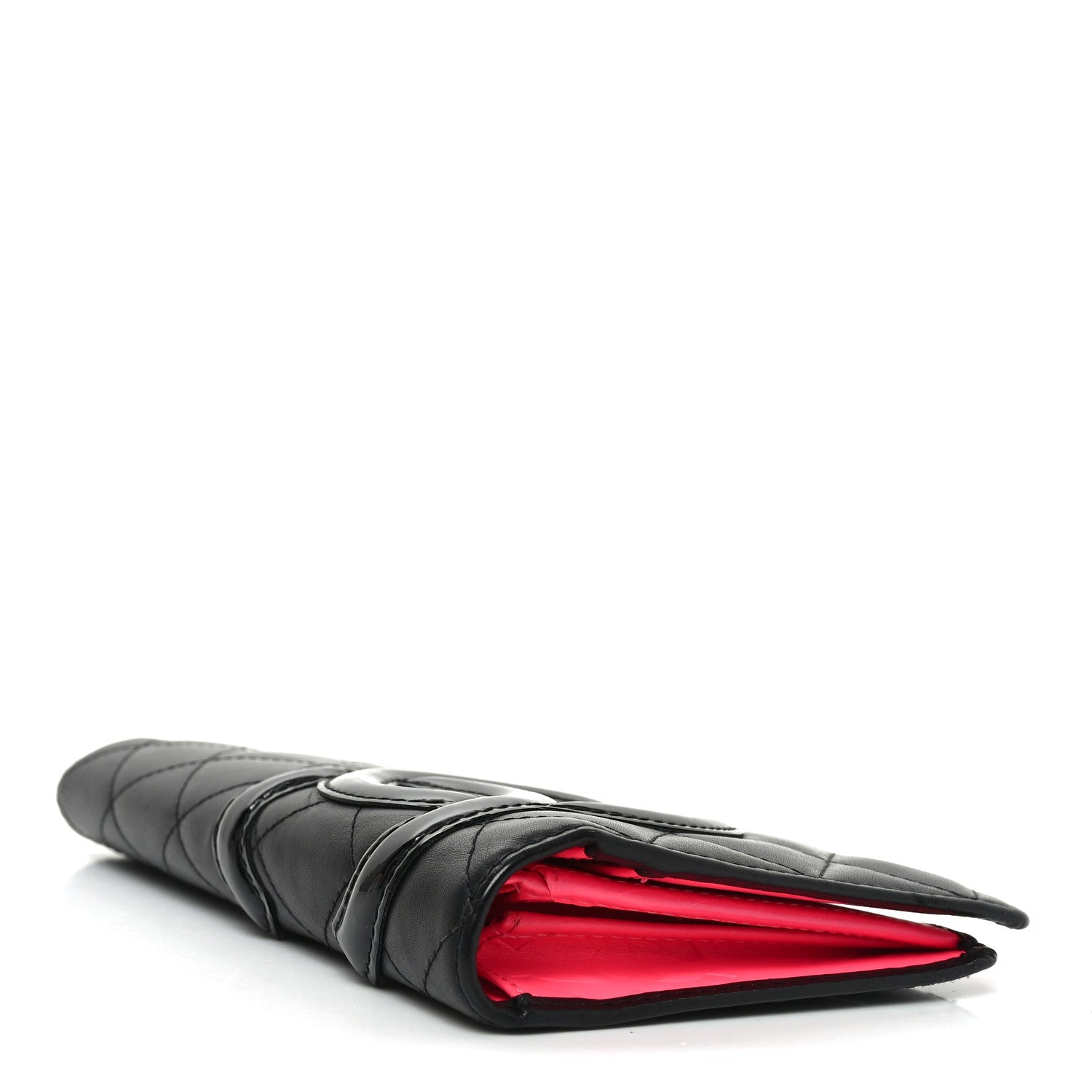 Calfskin Quilted Cambon Yen Wallet Black