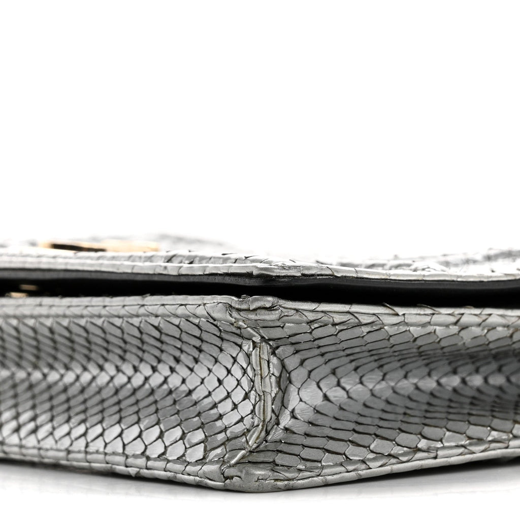 Snakeskin Diorama Wallet on Chain Pouch Silver