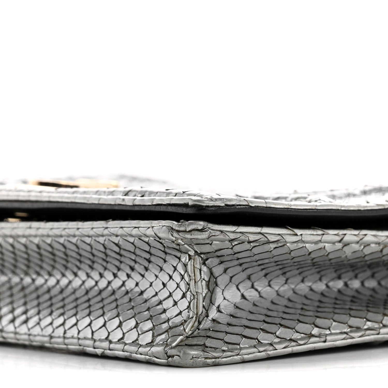 Snakeskin Diorama Wallet on Chain Pouch Silver
