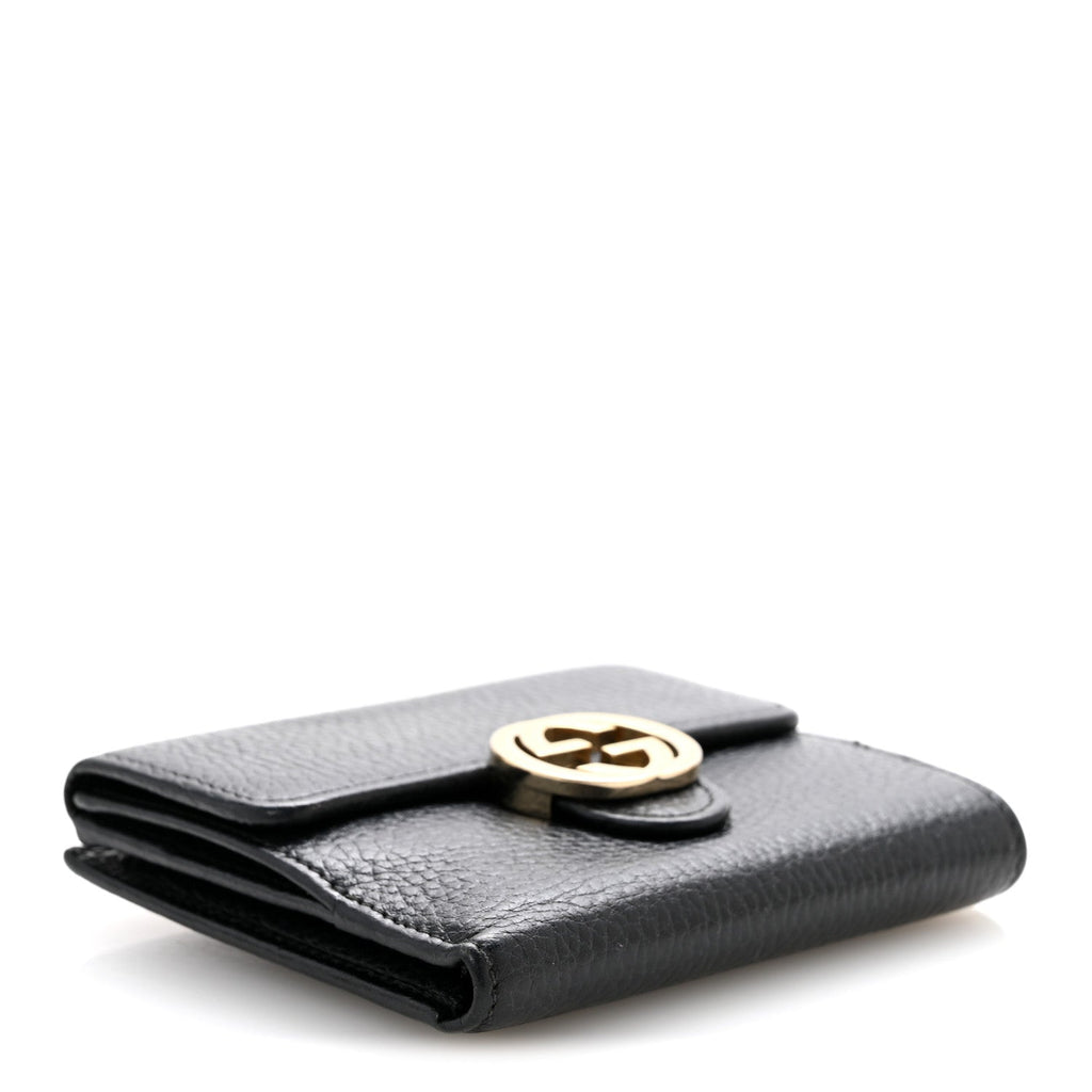 Dollar Calfskin Interlocking G French Wallet Black