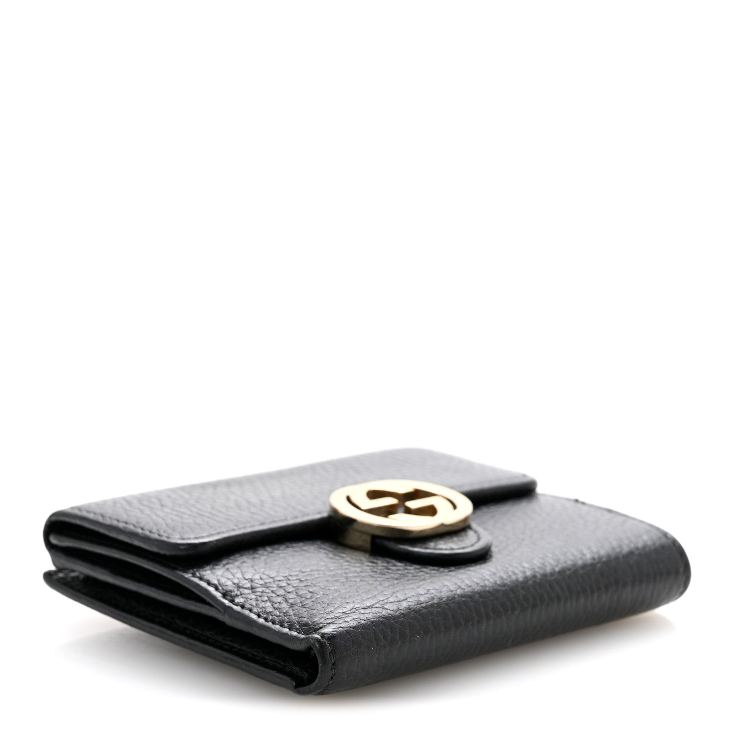 Dollar Calfskin Interlocking G French Wallet Black