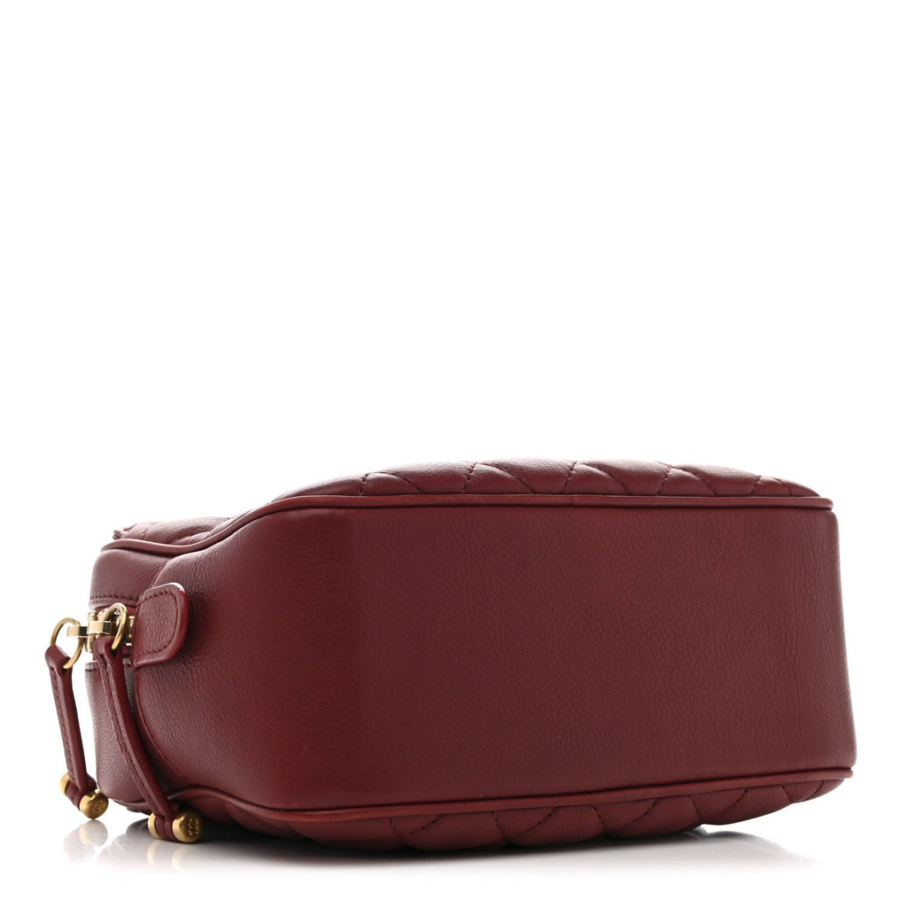 Calfskin Quilted CC Small Vanity Case Dark Red