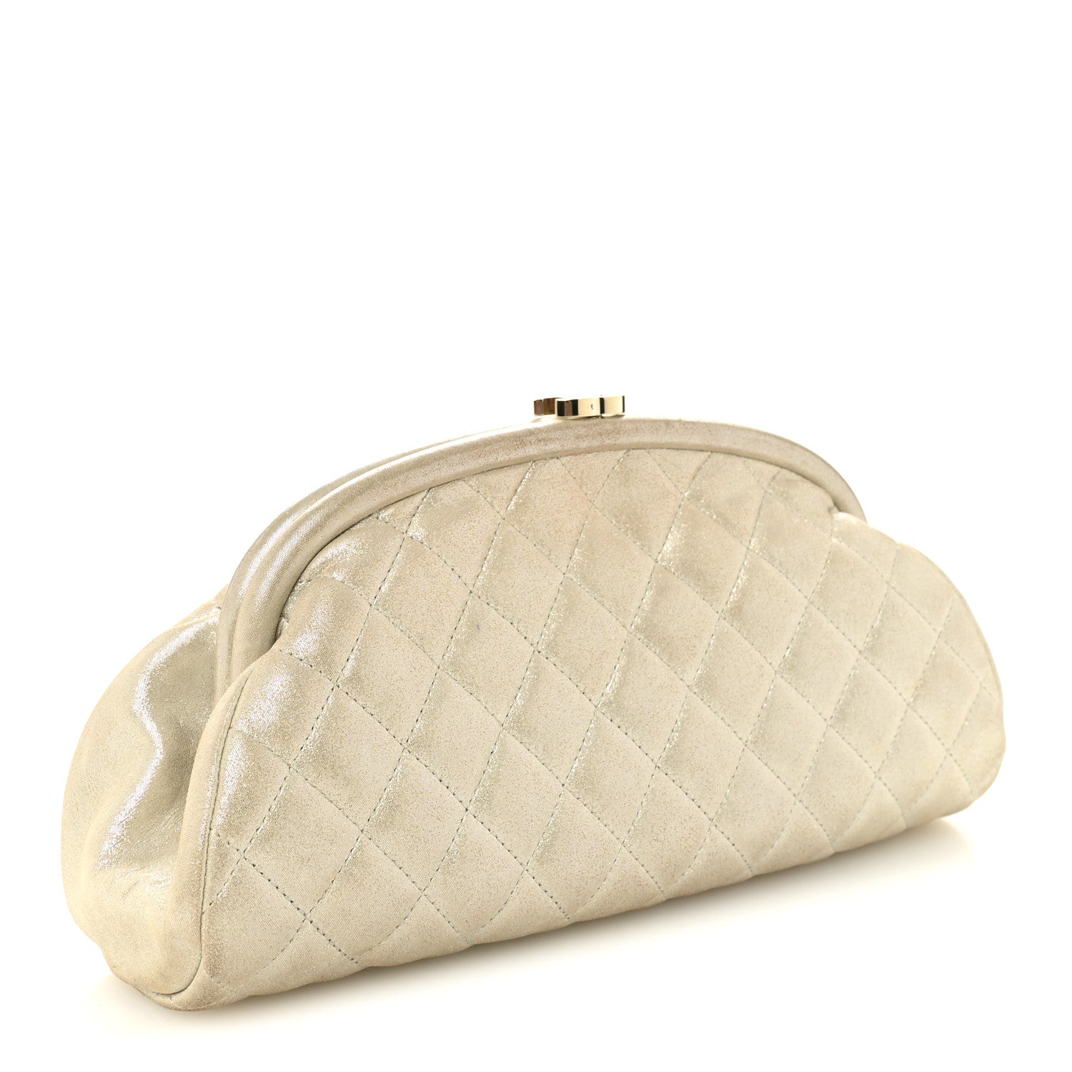 Metallic Calfskin Quilted Timeless Clutch Gold