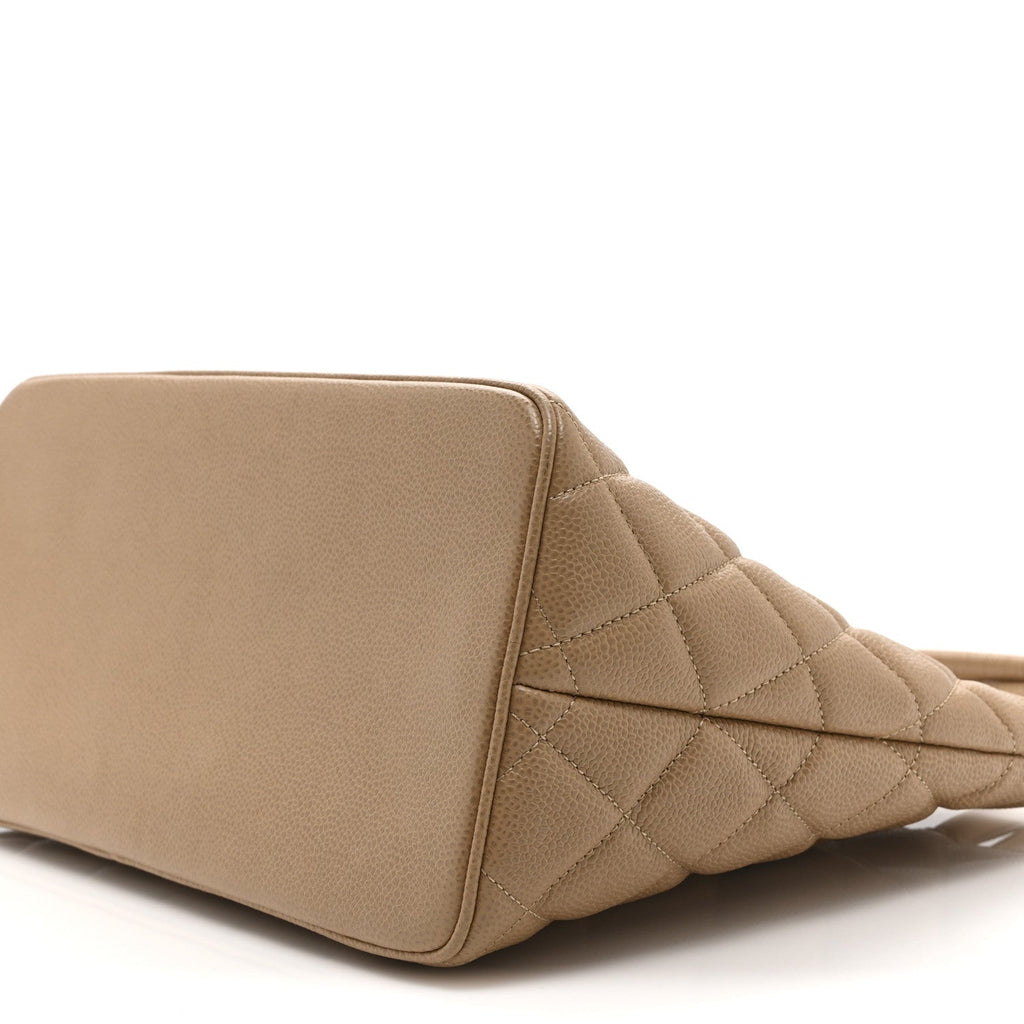 Caviar Quilted Medallion Tote Beige