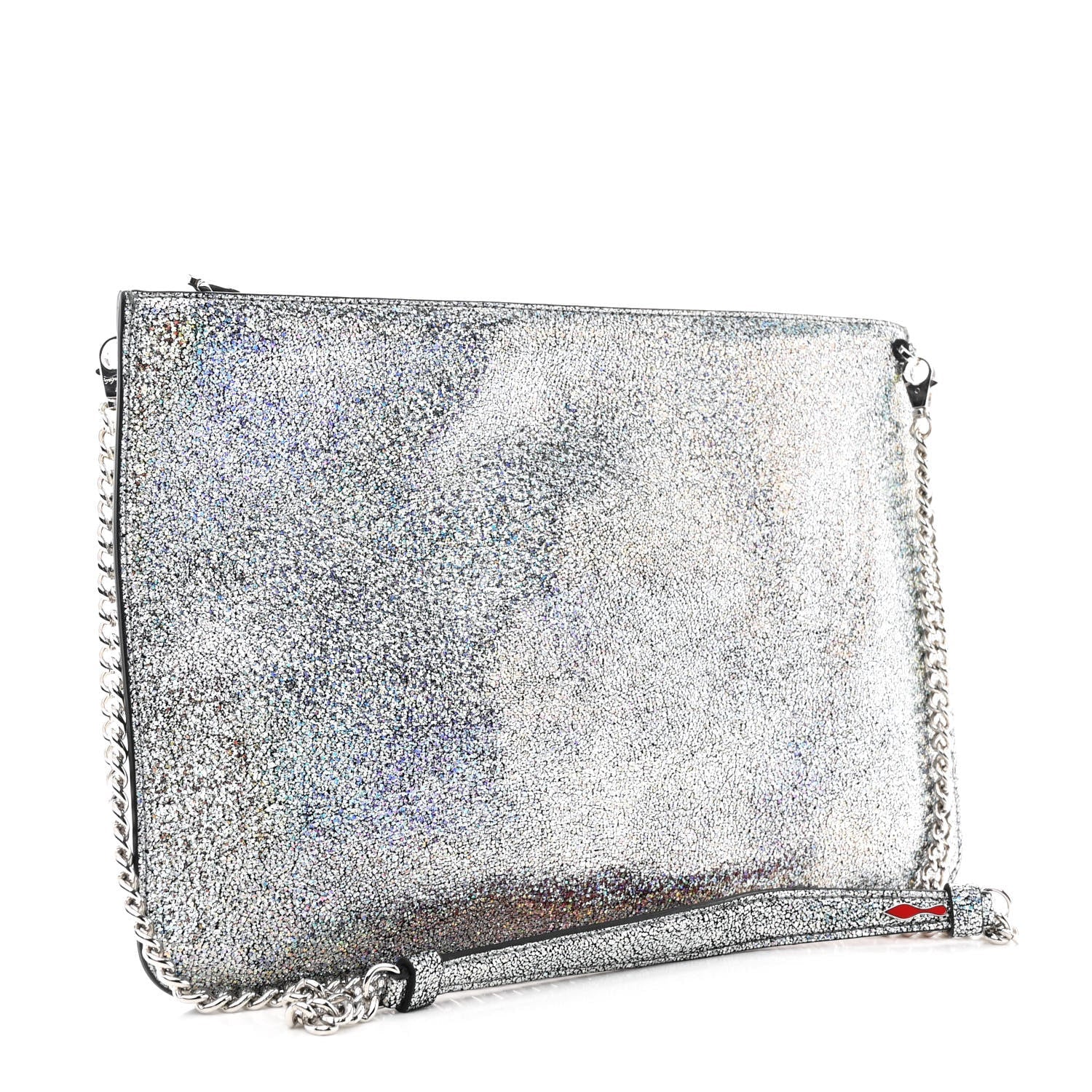 Nappa Mica Studded Loubiclutch Silver