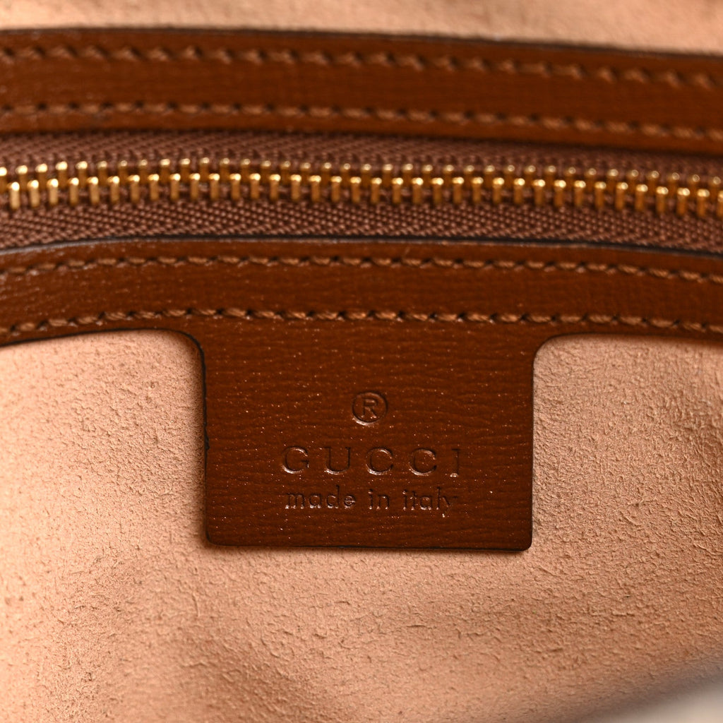 GG Supreme Monogram Small Horsebit 1955 Shoulder Bag Beige Brown Sugar