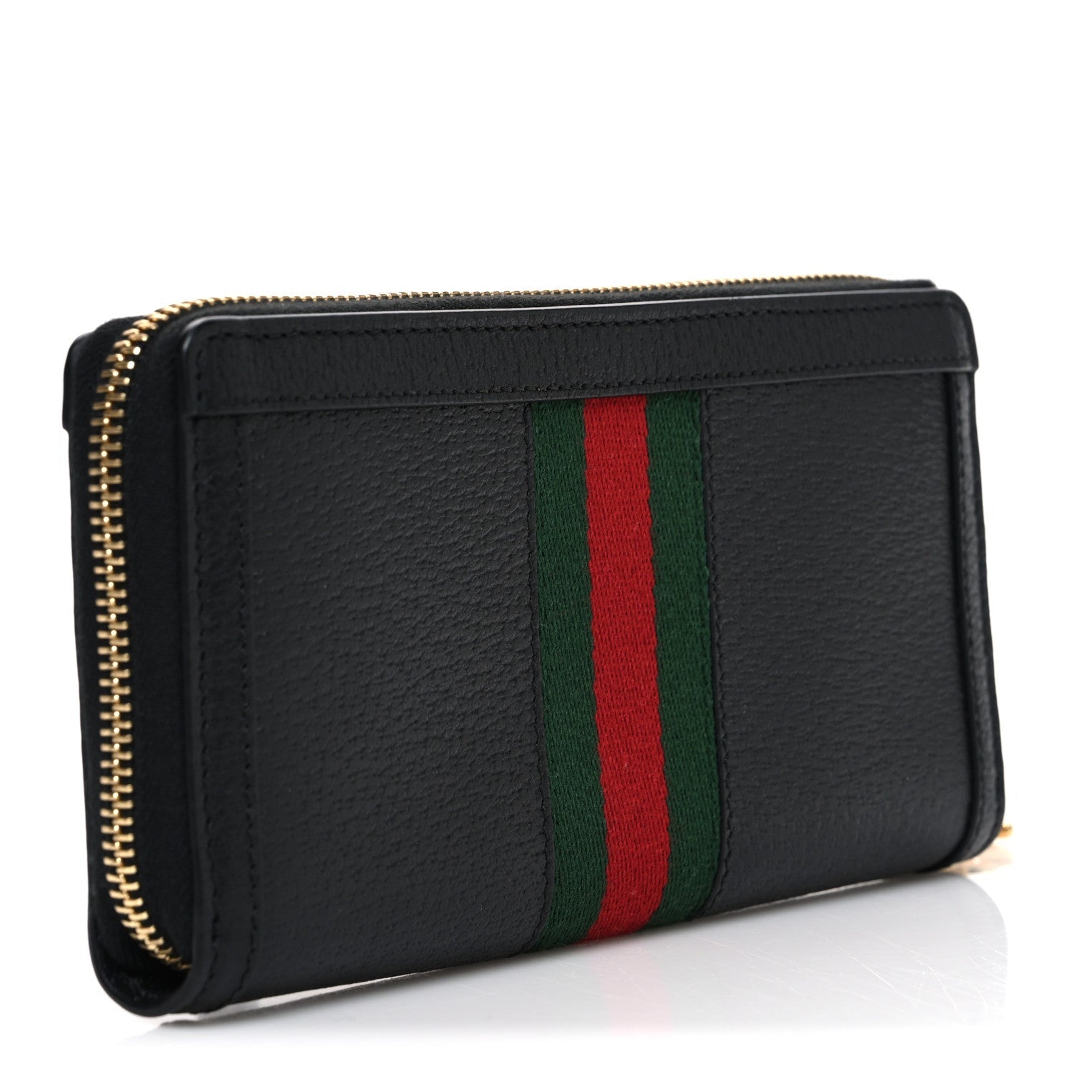 Calfskin Web Ophidia Zip Around Wallet Black