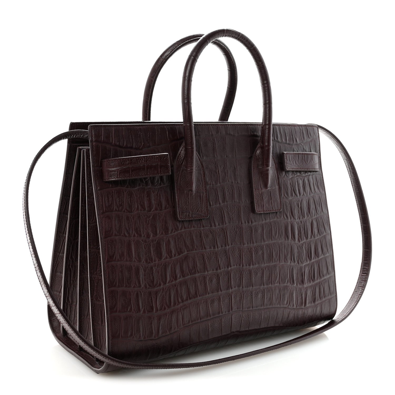 Calfskin Crocodile Embossed Small Sac De Jour Amarena