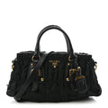Tessuto Nylon Gaufre Shopping Satchel Black