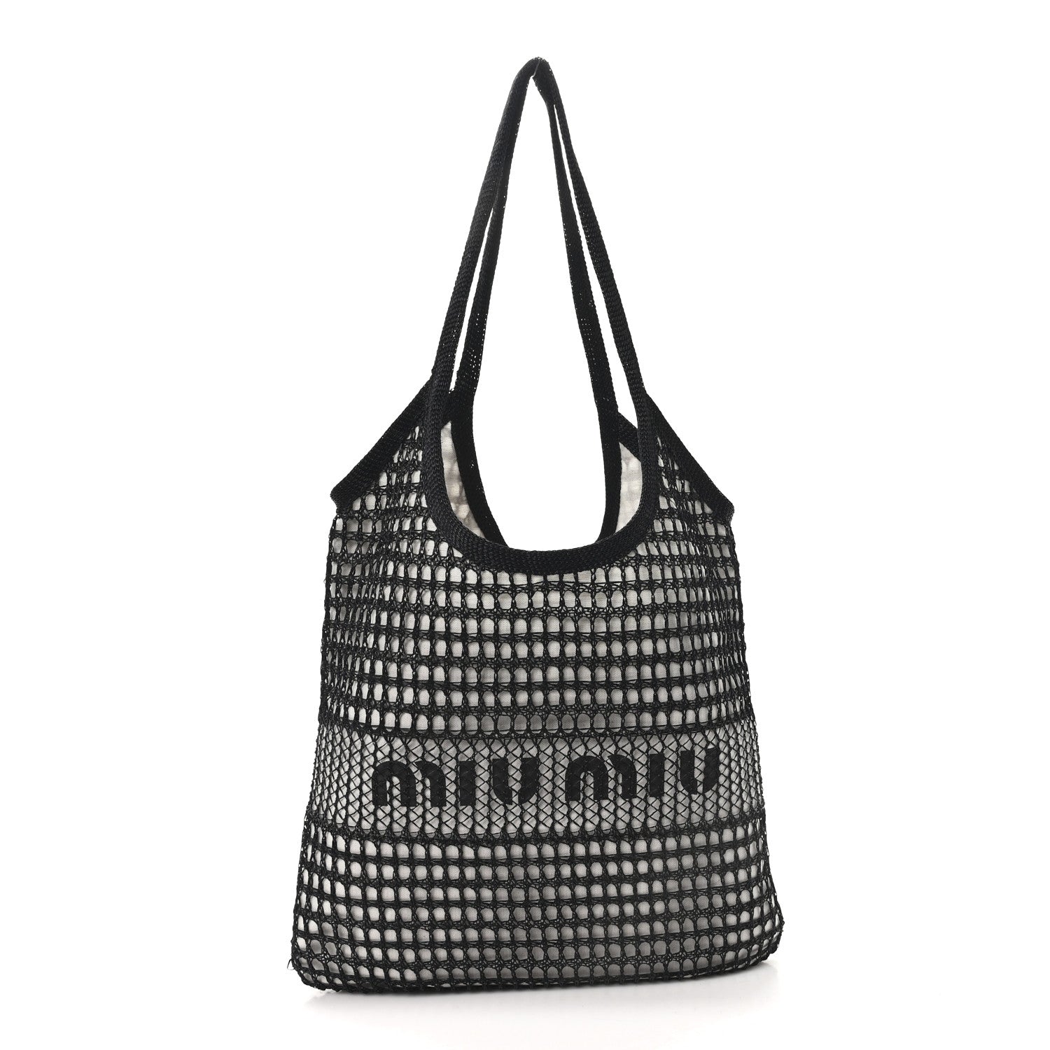 Raffia Effect Linen Logo Ivy Bag Black Natural