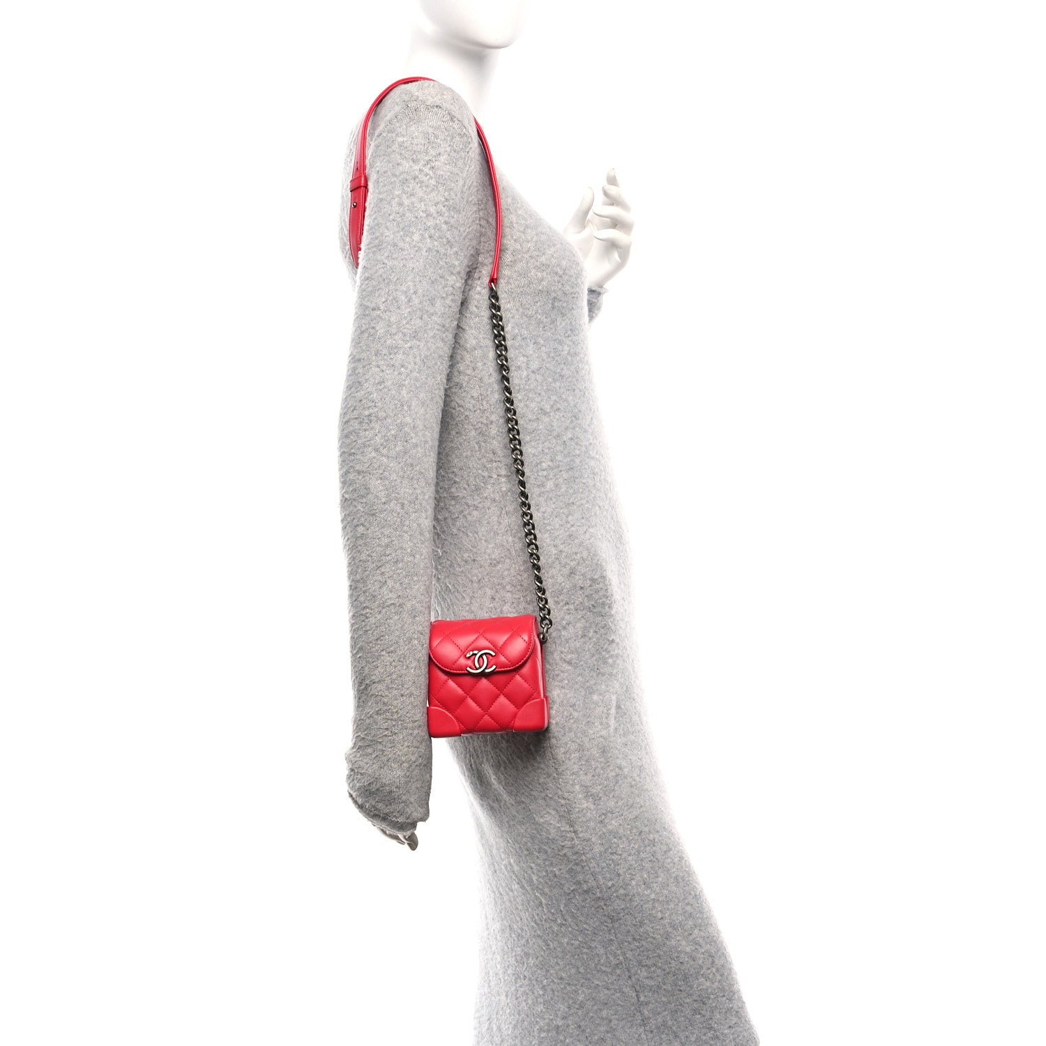 Lambskin Quilted Trunk Bag Pink