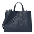 Vegan Leather Medium Shopping Bag Navy
