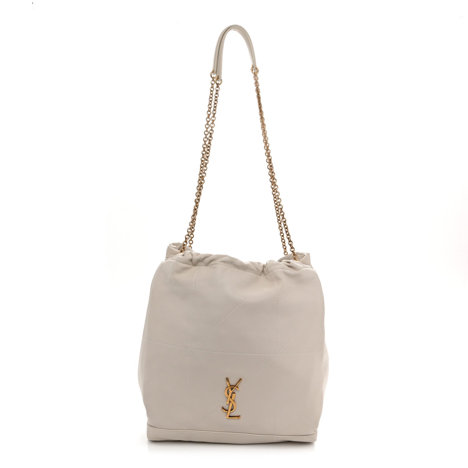 Lambskin Matelasse Monogram Medium Jamie 4.3 Pochon Crema Soft